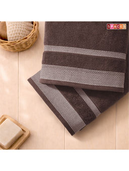 SPACES - Brown Hygro Cotton 600 Gsm Dobby Weave Solid Premium Bath Towels