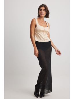 NA-KD - Champagne Button Detailed Satin Top