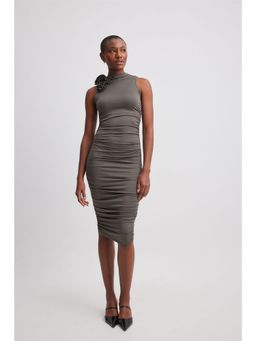 NA-KD - Dark Grey Flower Mini Dress