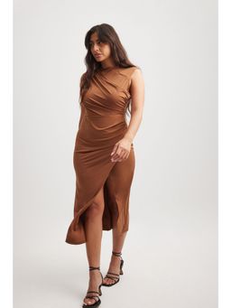 NA-KD - Rust Drapy Midi Dress