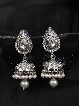 Anika's Creations - Traditional Partywear Silver Jhumki Earrings