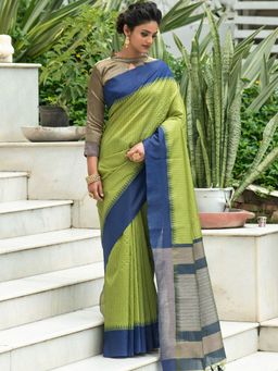 Odette - Green Festive Art Silk Saree with Unstitched Blouse