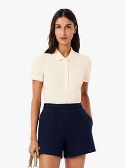 Lacoste - Cream Slim Fit Stretch Petit Pique Polo T-Shirt