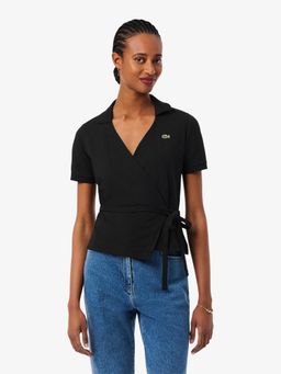 Lacoste - Black Stretch Mini Pique Wrap Polo Shirt