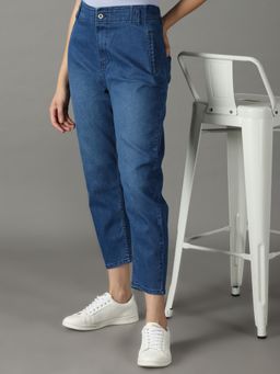SHOWOFFFF - Women's Stretchable Clean Look Blue Straight Fit Jeans