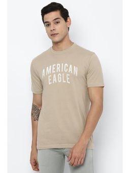 American Eagle - Men Beige Super Soft Graphic T-shirt