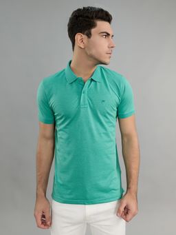 Monte Carlo - Green Textured Half Sleeves Polo T-Shirt