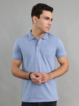 Monte Carlo - Blue Textured Half Sleeves Polo T-Shirt