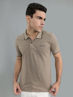Monte Carlo - Beige Textured Half Sleeves Polo T-Shirt