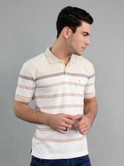 Monte Carlo - Off White Stripes Half Sleeves Polo T-Shirt