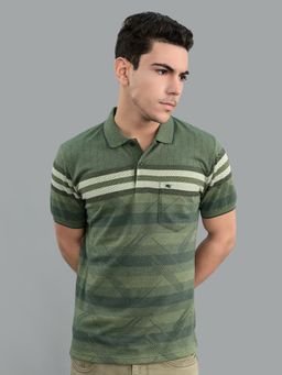 Monte Carlo - Olive Stripes Half Sleeves Polo T-Shirt