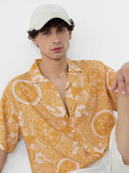 The Souled Store - Men Orange Printed Casual Shirt