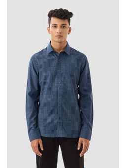 Snitch - Men Navy Blue Checks Formal Shirt