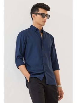 Snitch - Men Navy Blue Solid Casual Shirt