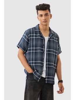 Snitch - Men Navy Blue Checks Casual Shirt