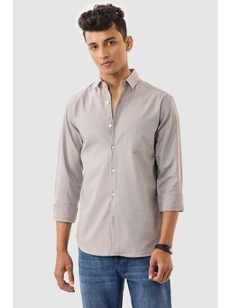 Snitch - Men Grey Solid Casual Shirt