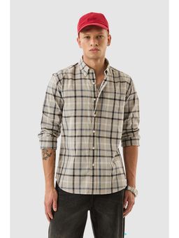 Snitch - Men Beige Checks Casual Shirt