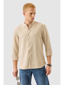 Snitch - Men Beige Solid Casual Shirt