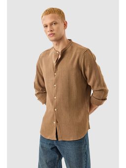 Snitch - Men Brown Solid Casual Shirt