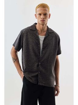 Snitch - Men Brown Self Design Casual Shirt