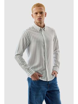 Snitch - Men White Stripes Casual Shirt
