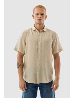 Snitch - Men Beige Solid Casual Shirt