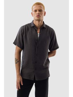 Snitch - Men Charcoal Stripes Casual Shirt