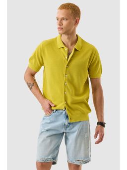 Snitch - Men Green Textured Casual Shirt