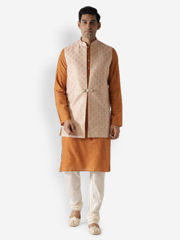 KISAH - Men Beige Kurta Jacket (Set of 3)