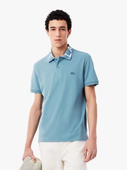 Lacoste - Slim Fit Jacquard Branded Polo T-Shirt- Blue
