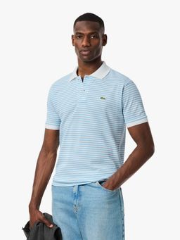 Lacoste - Classic Fit L.12.12 Striped Petit Pique Polo T-Shirt- Blue