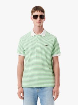 Lacoste - Classic Fit L.12.12 Striped Petit Pique Polo T-Shirt- Green