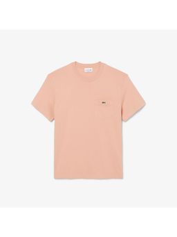 Lacoste - Cotton T-Shirt with Breast Pocket -Peach