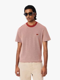 Lacoste - Caviar Pique Contrast Neck T-Shirt- Red