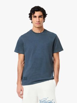 Lacoste - Washed Effect Heavy T-Shirt- Blue
