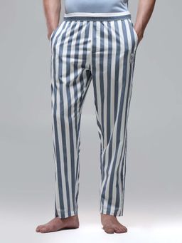 U.S. POLO ASSN. - Men Blue Vertical Striped Mid Rise Oelp1 Pyjama