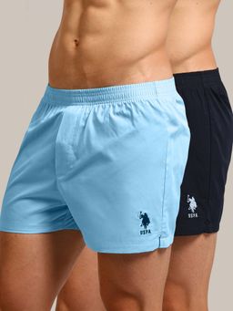 U.S. POLO ASSN. - Men Multi-Colour Mid Rise Solid Lounge Shorts (Pack Of 2)