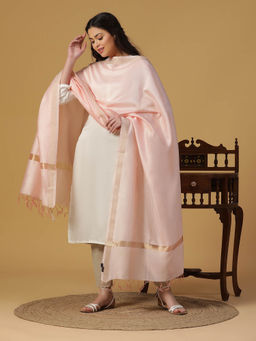 Shingora - Peach Cotton Silk Dobby Dupatta