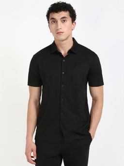 Calvin Klein - Solid Regular-Fit Cotton Shirt - Black