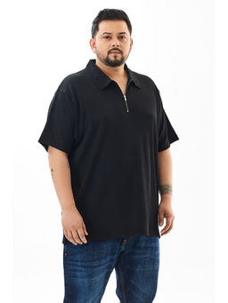 Snitch - Black Solid Half Sleeves Regular Casual Plus Size Polo T-shirt for Men