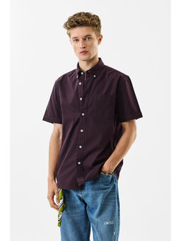 Snitch - Purple Solid Half Sleeves Slim Casual Shirt for Men