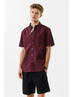 Snitch - Wine Solid Half Sleeves Slim Casual Shirt for Men