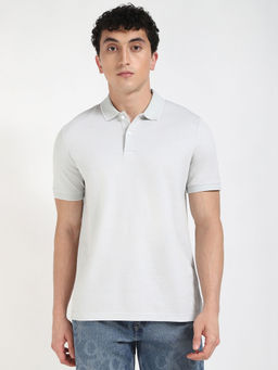 Calvin Klein - Textured Regular-Fit Cotton Polo T-shirt - Grey