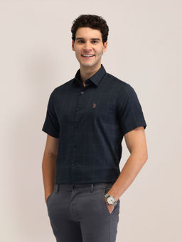 U.S. POLO ASSN. - Windowpane Checked Tailored Fit Shirt - Green