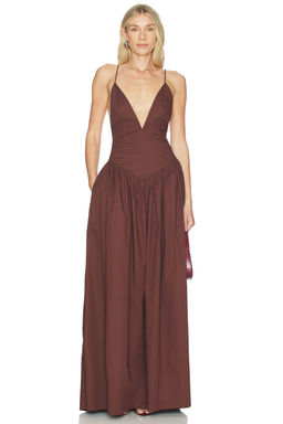 ADRIANA DEGREAS - Opulence Deep-V Maxi Dress