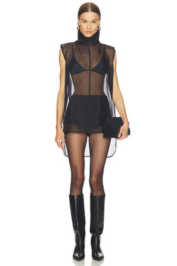 AEXAE - Silk Organza Roll Neck Top