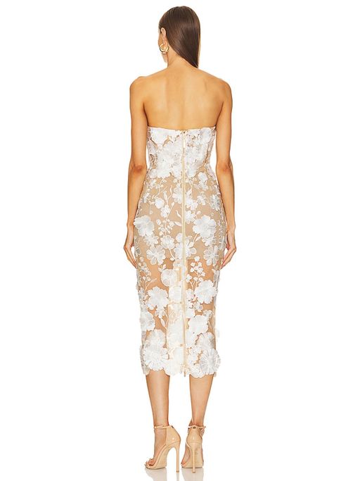 knee length dresses for ladies Bronx and Banco Saba Embroidered Mesh Midi Dress White Size Small NEW   Celebrity Owned