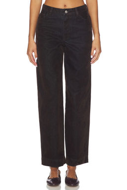 Damson Madder - Drew Flocked Denim Straight Leg