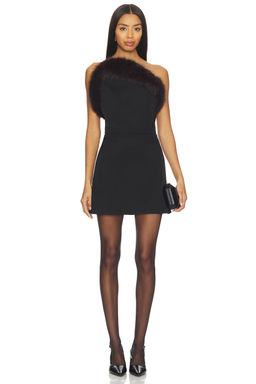 David Koma - Faux Fur Trim Strapless Mini Dress