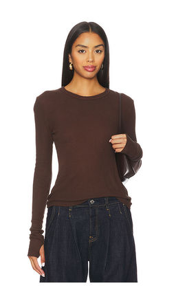 Michael Lauren - Axl Long Sleeve Crop Fitted Top